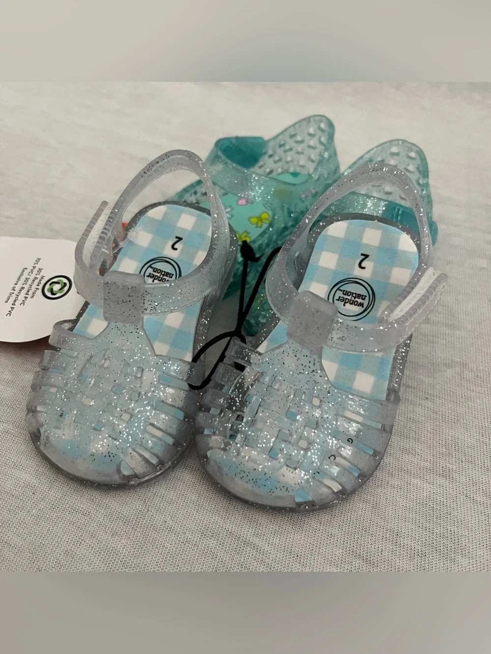 Wonder Nation Kids Glitter Jelly Sandals - Blue and Clear Two Pack